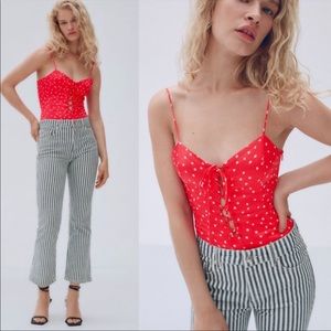 ZARA XS SATIN EFFECT STAR BODYSUIT